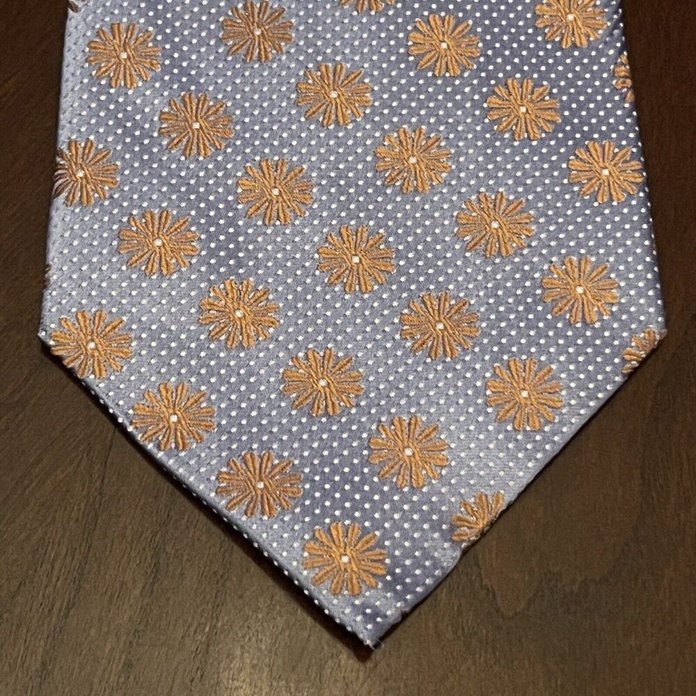 Blue Gold Floral Hand Made 100% Silk Men’s Neck Tie Made In China